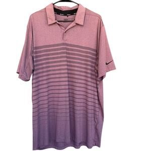 Nike Golf‎ Polo Shirt Mens XL Purple Dri-FIT Striped Standard Fit AA3164-609